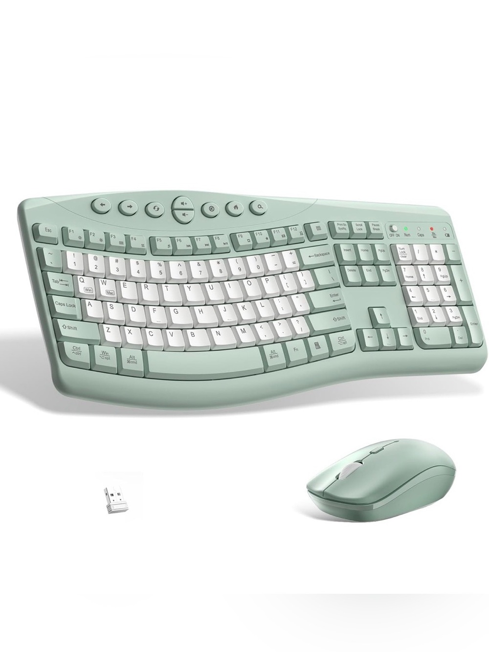 Wireless Ergonomic Keyboard and Mouse Set - Sage Green